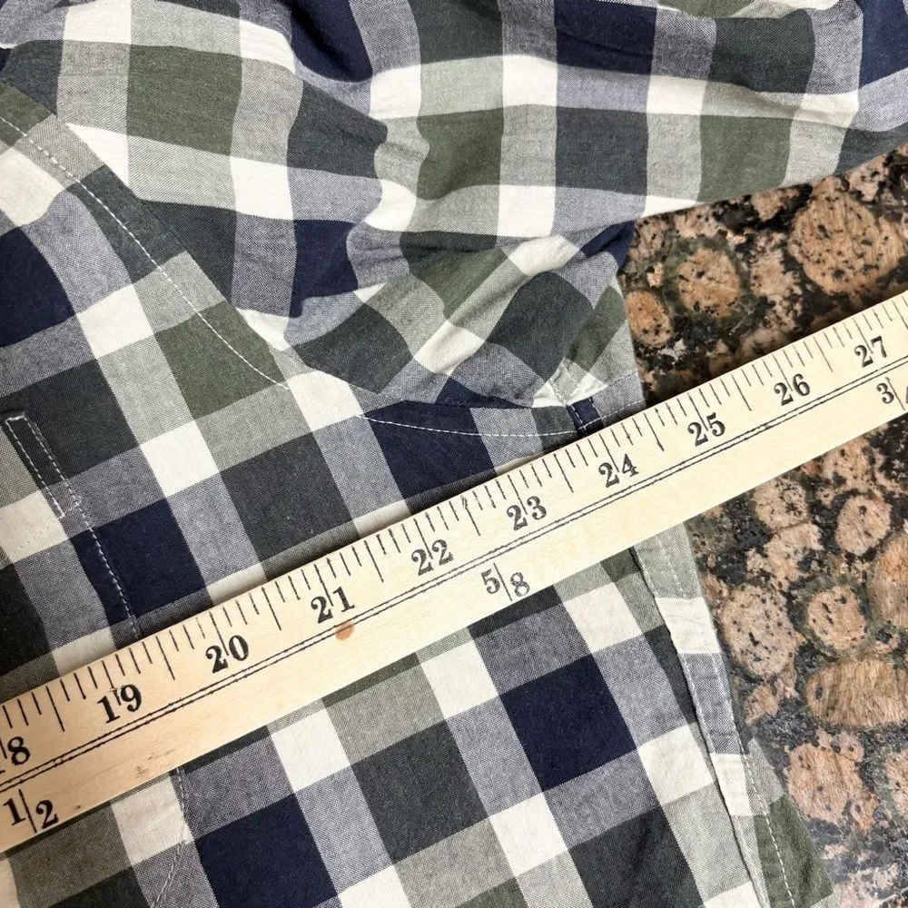 J Crew Mens Slim Untucked Stretch Button Down Shirt Plaid Size XL Organic Cotton
